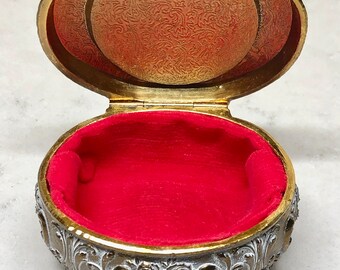 値下げ【ヴィンテージ】アクセサリーBOX Velvet Lined Trinket Box - Farrington Metal Trinket Box With