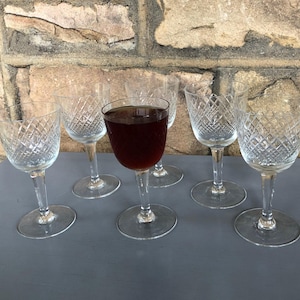Crystal Stemware - Vintage Stemware - Crystal Wine Glasses - Embossed Stemware - Vintage Barware - Crystal Barware - Cocktail Glasses