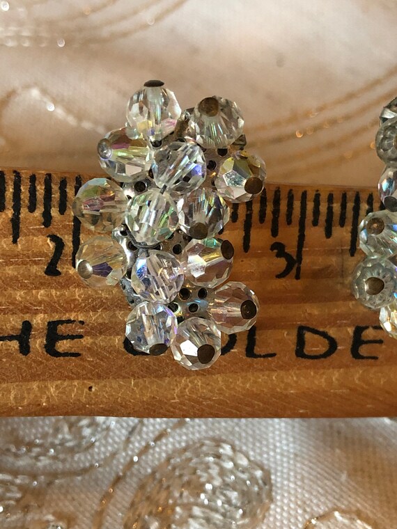 Mid-Century Crystal Clip Earrings - Vintage Cryst… - image 2