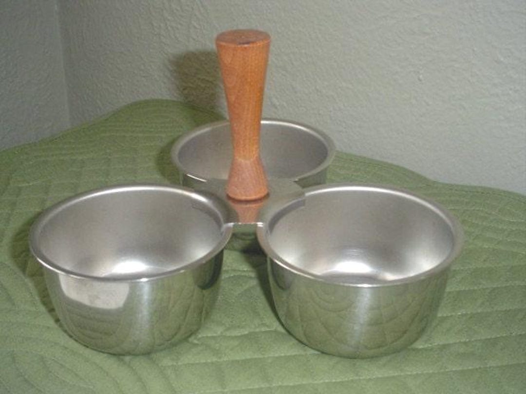 Stainless Serving Ware - Retro Stainless Condiment Server With Wood ...