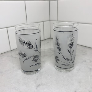 Vintage Libbey Silver Wheat Juice Glasses - Mid-Century Set of 2