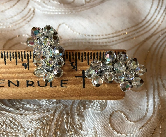 Mid-Century Crystal Clip Earrings - Vintage Cryst… - image 6
