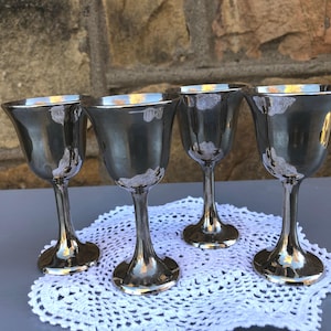 F.B. Rogers Barware - Mini Silverplate Aperitif Goblets - Vintage Aperitif Goblets - One Ounce Barware - Metal Barware - Made in Italy