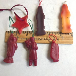 Molded Beeswax Santa Ornaments - Molded Beeswax Ornaments - Vintage Ornaments - Vintage Santa Ornaments - Molded Beeswax Ornaments - Santas