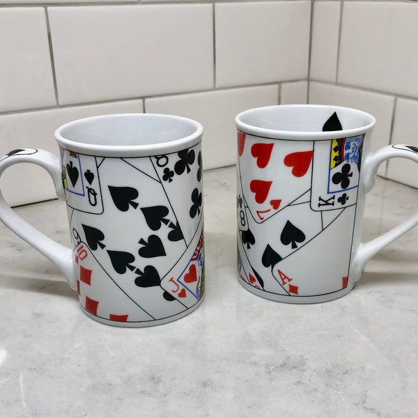 Playing Card Mugs - Vintage Mugs - Deck of Card Mugs - Suits of Cards - Coffee Cup - Coffee Mug - Tea Mug - Novelty Mug - Card Games - Mugs