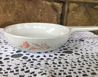 Vintage Corning Ware - Waffle Bottom Skillet Pan - Peach Flower Blossom Corning Ware - Vintage Cookware - Corning Ware Skillet -Corning Ware