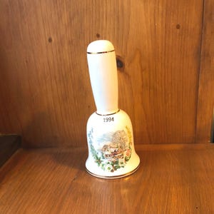 1994 Porcelain Christmas Bell – Vintage Farm Scene Decor