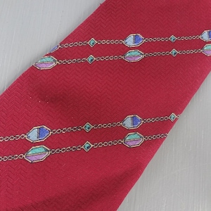 Vintage Borbonese Silk Necktie – Chains and Jewels, Made in Italy