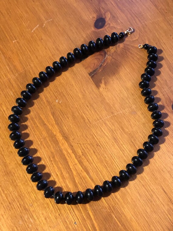 Vintage black bead best sale necklace
