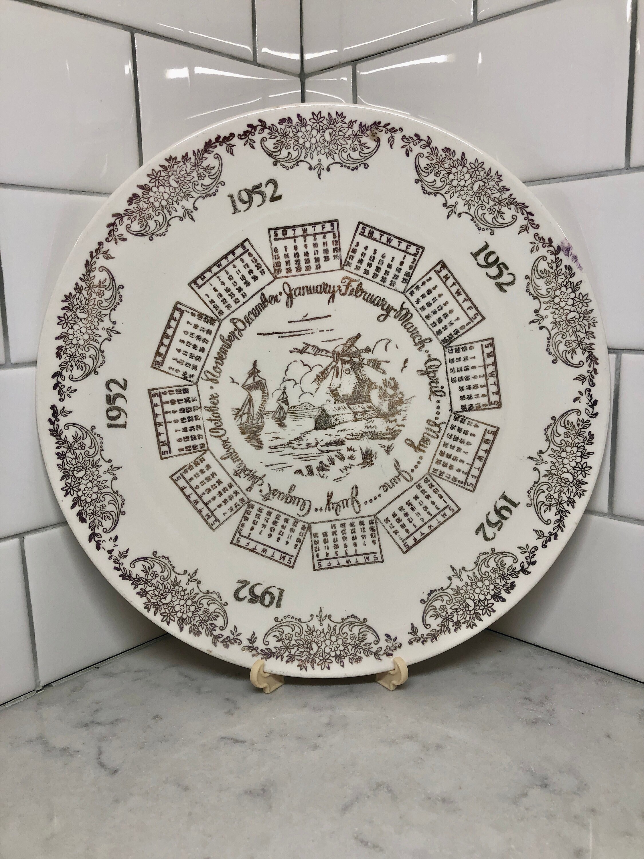 Vintage Calendar Plate 1952 Calendar Plate 1952 Birthday Year 1952 Calendar  Plate Mid-century Calendar Plate - Etsy