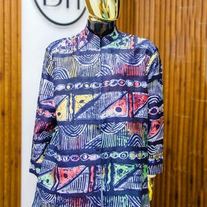 Men&#39;s African Print Shirt, Batik Long Sleeve Shirt, Tribal Pattern Shirt, African Men&#39;s Fashion, Dashiki-Inspired Shir