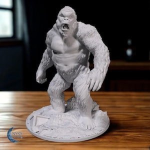 Legendary Giant King Ape Figure, 3D Printed Gorilla Monster Sculpture, Inspired by Classic Movie Creatures, Fan Art for Collectors
