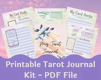 Printable Tarot Journal Kit | A4 and 6x9 | PDF Instant Download | Oracle Card Study | Tarot Card Study | Card Spreads | Tarot Journaling