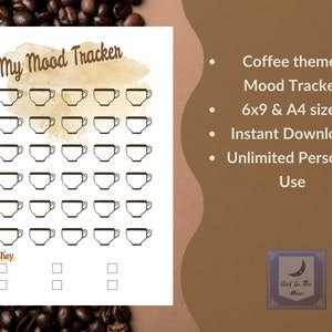 Printable Coffee Theme Habit & Mood Tracker Journal Pages 6x9 and A4 Page Sizes PDF File Printable Planners And Journals image 4