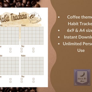 Printable Coffee Theme Habit & Mood Tracker Journal Pages 6x9 and A4 Page Sizes PDF File Printable Planners And Journals image 3