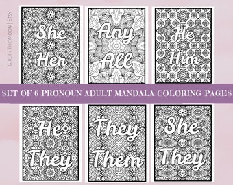 Printable Pronoun LGBTQ Coloring Pages - Pride Month PDF Instant Digital Download - Fun Relaxing Stress Relief Activities For Adults