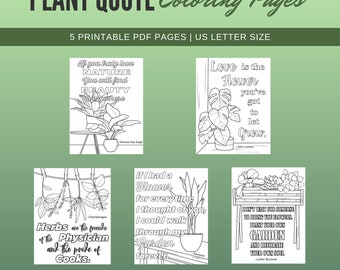 Printable Adult Plant & Garden Quote Coloring Pages - PDF Instant Digital Download - Fun Relaxing Stress Relief Meditation Activities