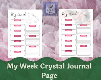 My Week Crystal Journal Planner Page - Instant PDF PNG Digital Download - Crystal Witch Planner Refill Pages - Days Of The Week Planner