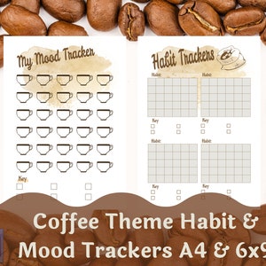 Printable Coffee Theme Habit & Mood Tracker Journal Pages 6x9 and A4 Page Sizes PDF File Printable Planners And Journals image 5