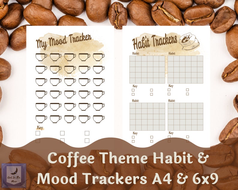Printable Coffee Theme Habit & Mood Tracker Journal Pages - 6x9 and A4 ...