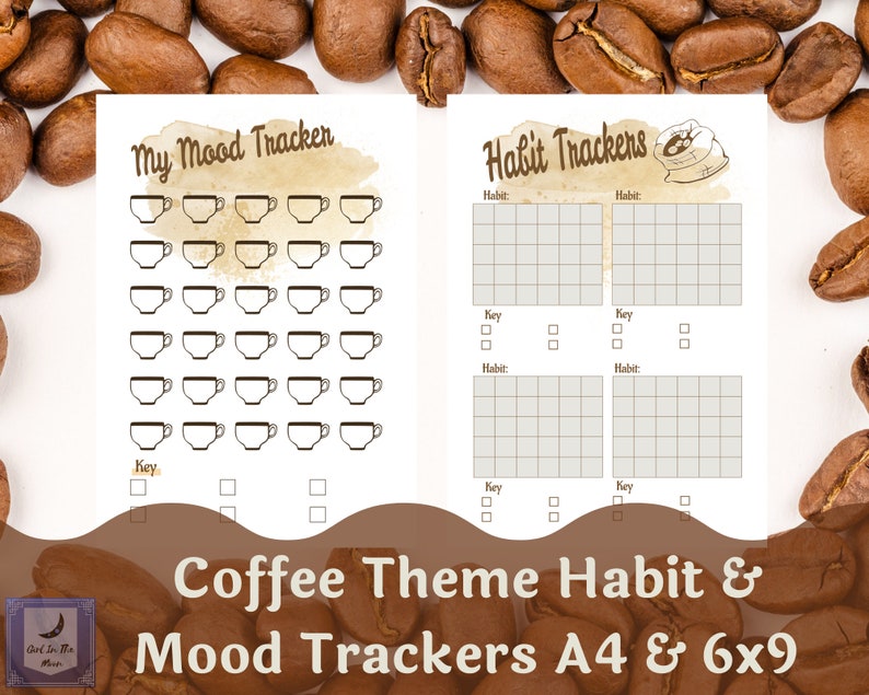 Printable Coffee Theme Habit & Mood Tracker Journal Pages 6x9 and A4 Page Sizes PDF File Printable Planners And Journals image 5