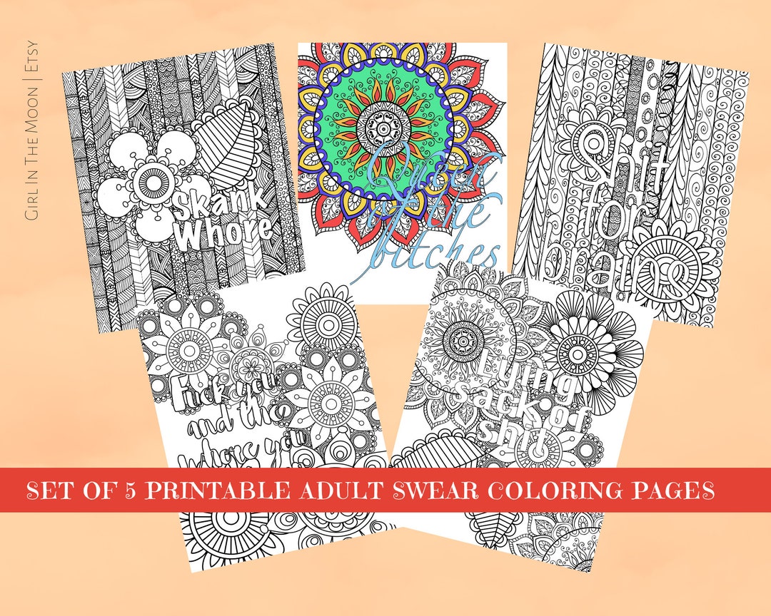 Printable Adult Swear Coloring Pages Curse Words PDF Instant Digital