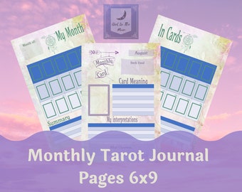 Tarot Card of The Month Digital Printable Journal Template Pages - Monthly Card - Tarot & Oracle Deck - Print At Home Planner Refill Pages