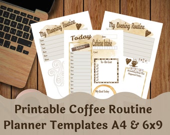 Coffee Morning And Evening Routine Planner Pages - Instant PDF Download - 6x9 and A4 Page Size - Organize Your Life - Print At Home Planners