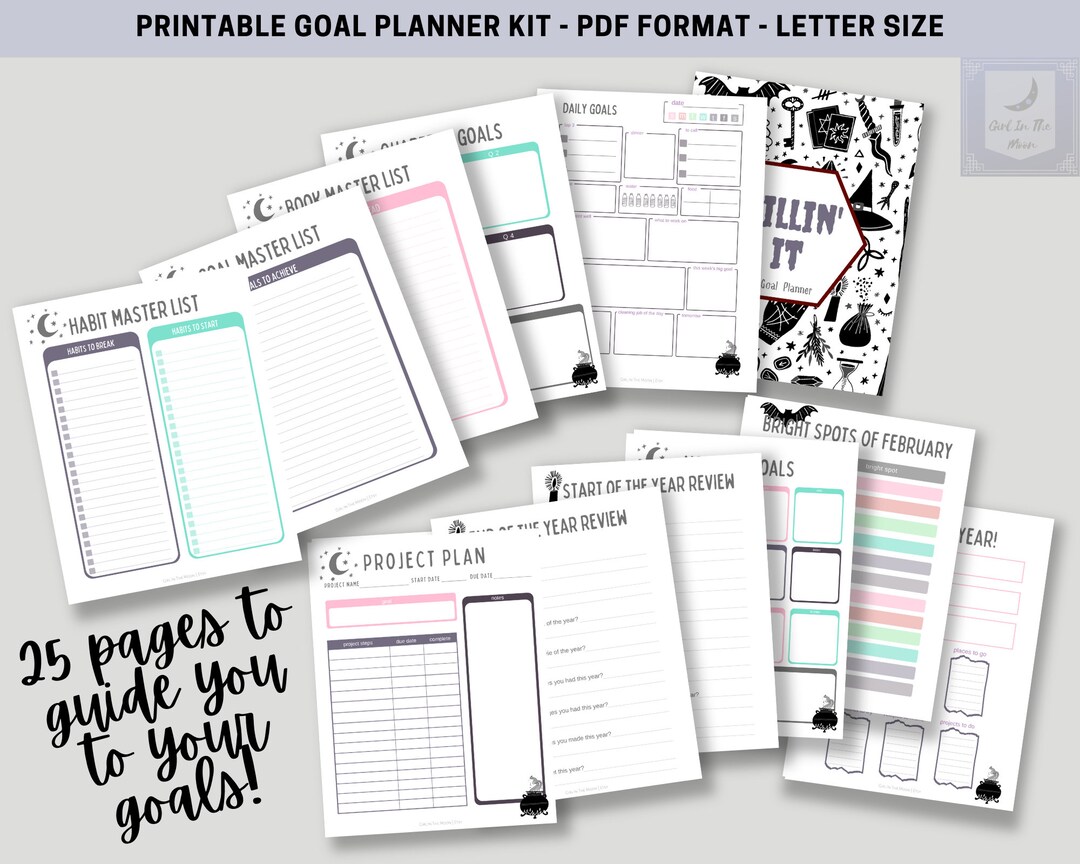 Killing It Printable 2023 Goal Planner Kit | Spooky Theme Agenda ...