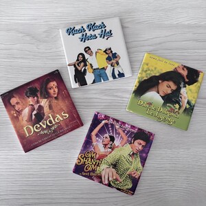 Bollywood Movie Coasters Set | K3G, DDLJ, Devdas, Om Shanti Om Inspired Ceramic Home Decor
