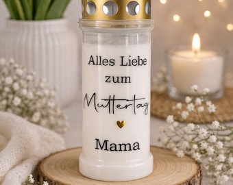 Grabkerze „Alles Liebe zum Muttertag / Vatertag“