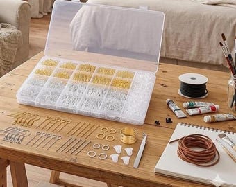 2000PCS Earring Making Kit, Hypoallergenic Hooks, Findings, Backs, Pins and Jump Rings, DIY Jewelry Making Supplies Set