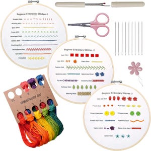 Rainbow Embroidery kit For Beginner, Embroidery Hand Stitch Sampler, Embroidery Starter kit, Modern Embroidery Kit Fo Woman,Craft Lover Gift