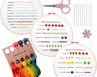 Rainbow Embroidery Starter Kit: Hand Stitch Sampler for Beginners