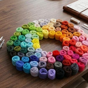 100 Colors Needle Felting Wool Roving Set, 3g Each Premium Wool for DIY Craft, Fiber Art, Hand Spinning and Felting Kit Supplies