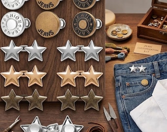 12 Set No Sew Waist Tightener Buttons for Jeans and Pants, Adjustable Metal Jean Button Pins, Reusable Waist Adjuster Clips for Loose Pants