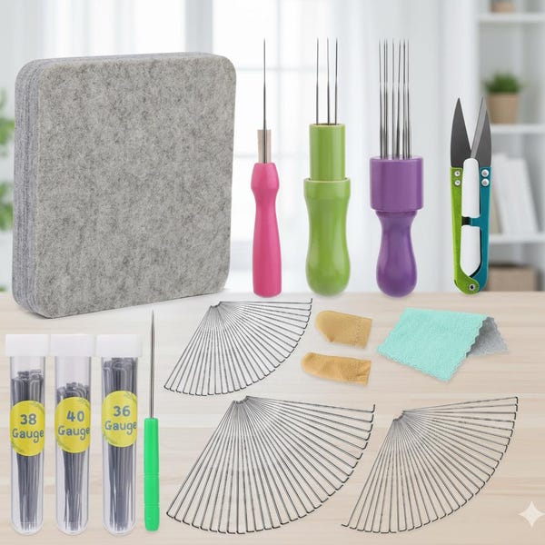 99 Pcs Needle Felting Kit, Wool Felting Tools with 3 Needle Sizes and Soft Pad, Beginner DIY Craft Supplies, Handmade Wool Art Set