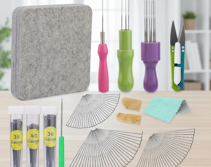 99PCS Wool Felting Kit, Needle Felting Tools, Assorted Gauges, Beginner Crafts,Felting Pad for DIY Crafts and  Beginners