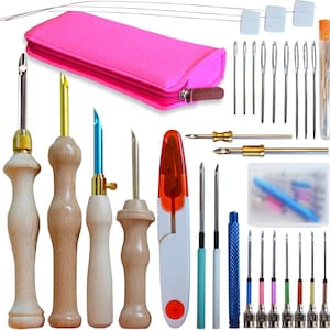 Wooden Handle Punch Needle Kit, Adjustable Punch Needle Tool Include  Embroidery Pen Kits, Punch Needle Set for Beginners