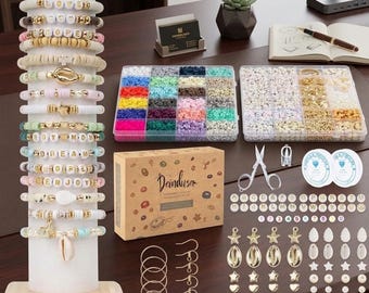 7200pcs Clay Bead Bracelet Making Kit, 24 Colors Polymer Heishi Beads, Letter and Number Beads, DIY Jewelry Kit, Spacer Beads Set