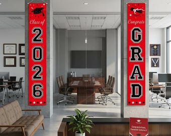 2026 Graduation Decorations Blue Porch Banner, Congrats Grad Sign, Class of 2026 Party Decor, School Graduation Banner, Indoor Outdoor Decor