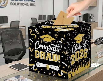 Graduation Card Box Class of 2026, Congrats Grad Gift Card and Money Holder, Graduation Party Table Decoration, 9x9x9 Inch