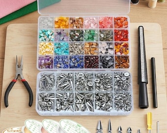 1660PCS Jewelry Making Kit for Adults Women, 28 Color Glass Crystal Beads DIY Bracelet Necklace Craft Supplies Crystal Bead Ring Making Kit