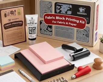 Kit de grabado en linóleo con tinta para tela, kit de impresión en bloques de tela, kit para hacer sellos, juego de herramientas de tallado, regalo DIY para adultos Día del Padre