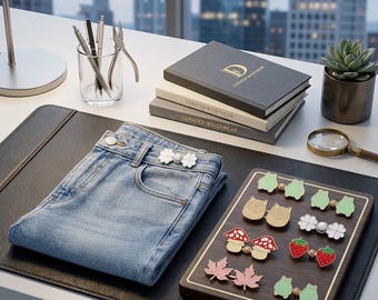 Adjustable Pant Waist Tightener Buttons, Cute Detachable No-Sew Jean Button Pins, Easy Fit Waist Reducer for Jeans, Skirts Pants Accessories