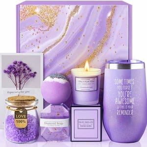 Lavender Spa Gift Basket for Women: Gardenia Scented Relaxation Kit