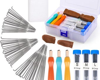 66 Pcs Needle Felting starter Kit – 3 Sizes Felting Needles, Color Wooden Handle, Foam Mat and Tools for Wool Craft