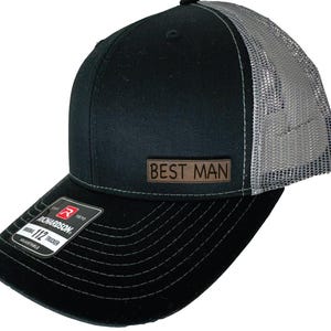 Best Man Hat, Custom Trucker Cap for Wedding, Personalized Best Man Gift, Groomsman Gift, Wedding Party Cap, Custom Leather Patch Hat