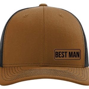 Best Man Hat, Custom Trucker Cap for Wedding, Personalized Best Man Gift, Groomsman Gift, Wedding Party Cap, Custom Leather Patch Hat