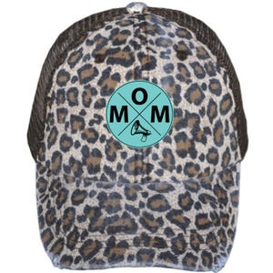Cheer Mom Hat, Custom Leather Patch Cap, Personalized Cheerleading Mom Hat, Gift for Cheer Moms, Game Day Trucker Hat